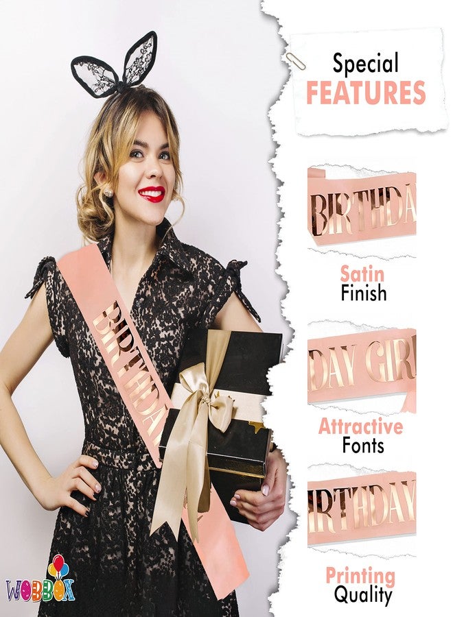 WOBBOX Birthday Girl Sash, Happy Birthday Sash For Girls, Birthday Sash For Kids, its my birthday Sash, Birthday Decoration, Rose Gold Glitter Birthday Girl (1 Pcs) (FP3580) - Image 4